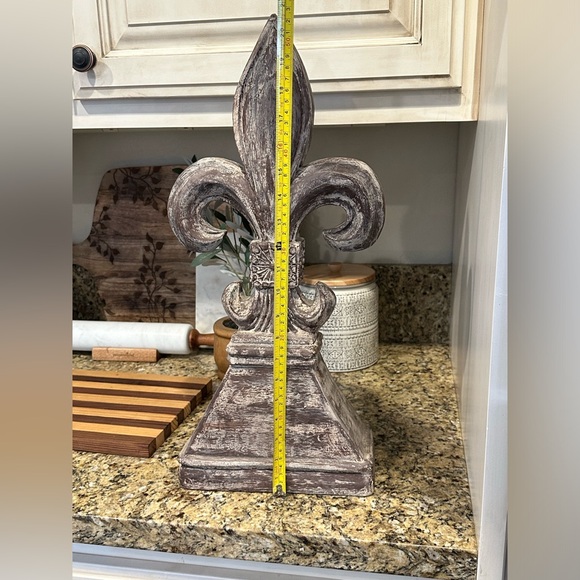 Wood hand carved hand painted Fleur de Lis decor shabby chic farmhouse rustic - Picture 7 of 11